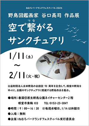 野鳥図鑑画家 谷口高司 作品展「空で繋がるサンクチュアリ」（ポスター）